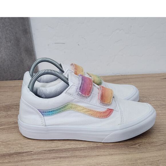 VANS Kids Size 3 Shoes White Rainbow Casual School Play Sneakers Youth Skate - Picture 2 of 10